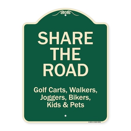 SIGNMISSION Designer Series Sign-Share The Road, Green Heavy-Gauge Aluminum, 24" x 18", G-1824-9892 A-DES-G-1824-9892